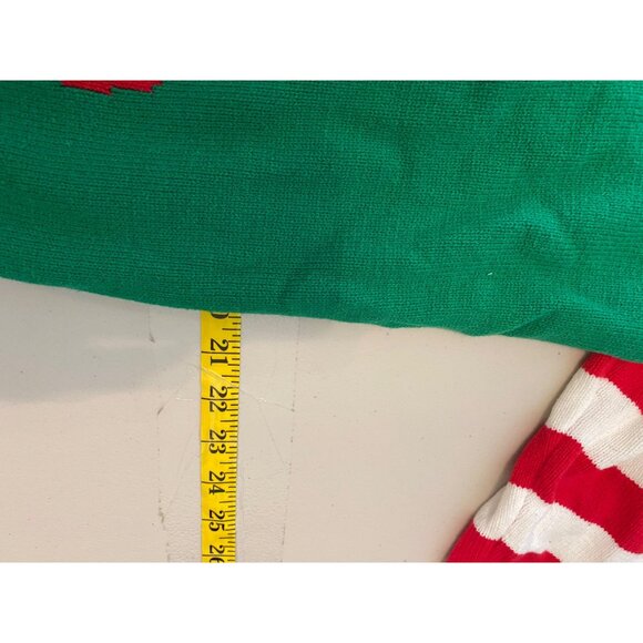 Santa Elf Christmas Sweater Green Red Striped Sleeves Fun Design XL - Picture 9 of 10
